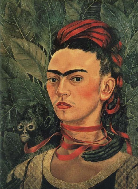 Frida Kahlo The self-Portrait of artist with monkey China oil painting art